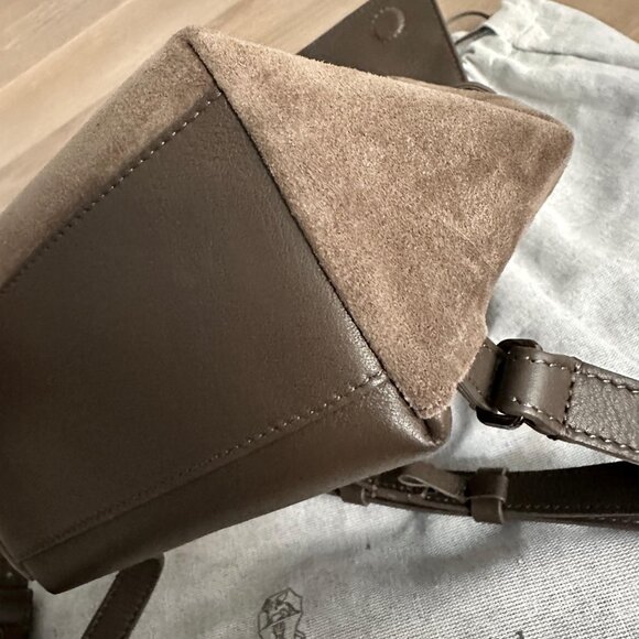 Brunello Cucinelli Logo Embossed Drawstring Backpack in warm beige - Picture 8 of 9